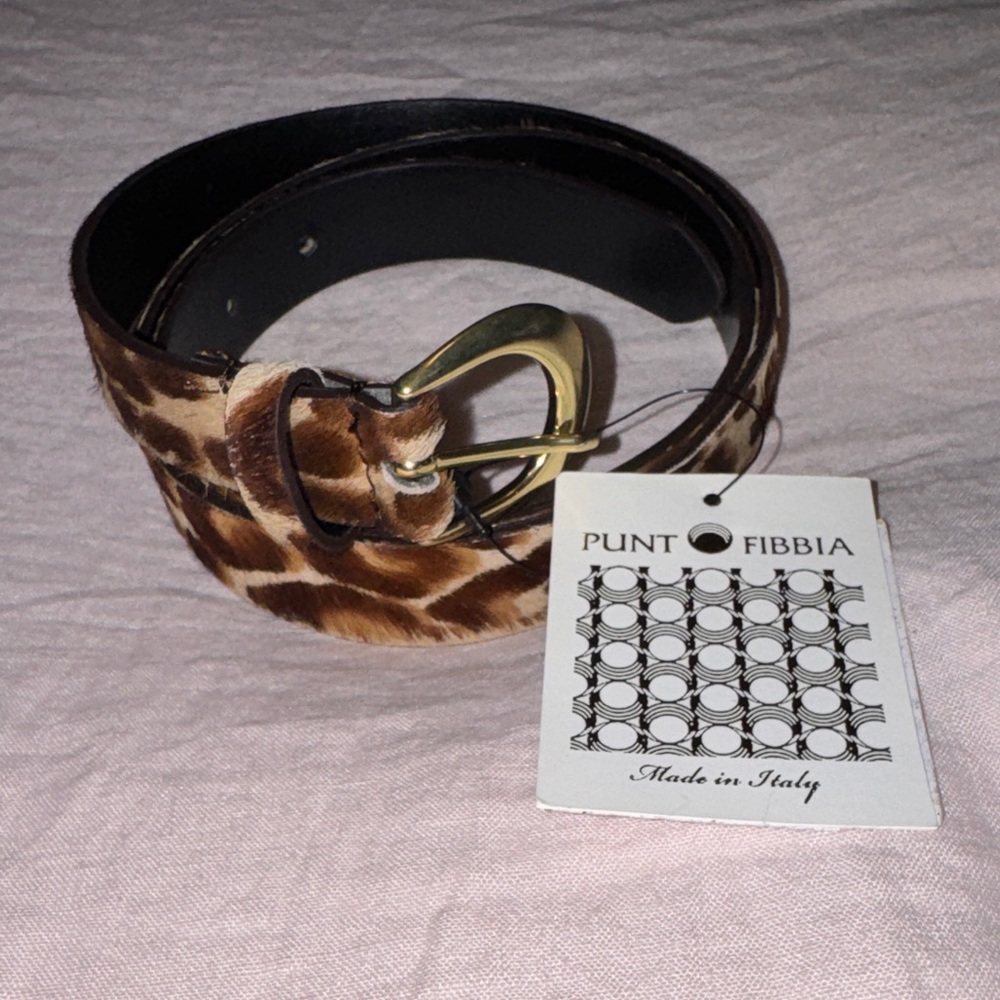 Italian Cheetah Pony Hair Belt